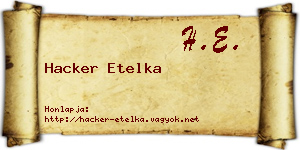 Hacker Etelka névjegykártya